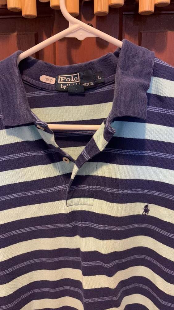 Vintage Polo by Ralph Lauren Striped Polo Shirt (size L) blues
